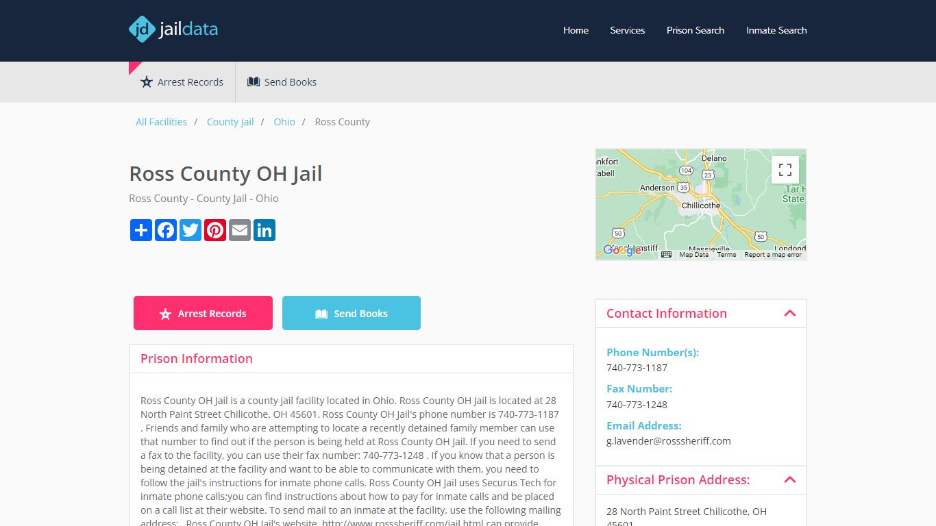 Ross County OH Jail Inmate Search and Prisoner Info - Chillicothe, OH